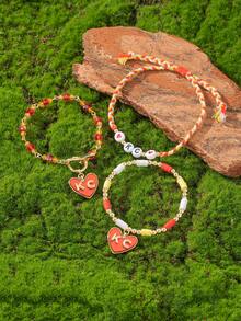 一套 KC 字母堪萨斯城酋长队比赛日手链，美式橄榄球比赛日手链饰品，KC 队手链 - KC吊墜手鍊套裝 - 查看 4