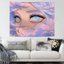 1件趣味动物挂毯，背景装饰，墙面装饰，涤纶材质，适用于客厅、卧室、办公室墙面装饰、宿舍、家居装饰、派对装饰，长方形印花厨房墙面挂布，带垂帘，附赠3个墙钉和2个夹子。 - 彩色 - 查看 7