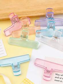 6/4/1pcs Transparent Plastic Acrylic Clip-On Stationery, Student Supplies, Jelly Clips, Multi-Functional Photo Clips, Creative Office Supplies, Exam Paper Clips, Invoice/Document Organizer, School Supplies - Multicolor - View 2