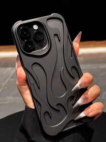 New Skin-Friendly Hollow Design Flame Pattern Anti-Drop TPU Phone Case Compatible With IPhone 15 Pro Max/16 Pro Max/16 Pro/14 Pro Max/14 Pro/13 Pro Max, Galaxy S22/S22 Ultra/S23/S23 Ultra/S24/S24 Ultra, A13/A14/A15/A53/A54/A04s/A06/A55, S25/S25 Ultra, 17/17 Pro/17 Pro Max/17 Air - Black - View 3