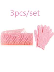 2pcs African Mesh Sponge Exfoliating Gloves Set, Natural African Exfoliating Sponge, Quick Drying, 100% Nylon, Gentle Exfoliation, Suitable For Daily Use. The Set Includes 1 Shower Sponge/Body Scrubber And 1 Pair Of Exfoliating Gloves, Can Be Used As Adult Christmas Gift.