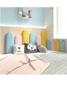 1pc Soft Padded Wall Sticker, Adhesive Foam Leather Wall Decor, Kids Room, Bedroom, Nursery, Waterproof, Anti-Collision, Easy Clean, Removable, Suitable For All Seasons - Multicolor - View 3