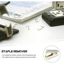 XISH Uonlytech Quitagrapas de Alta Resistencia Sacagrapas Transparente de Escritorio Extractor Grapas Multiusos Diseño Ergonómico para Oficina y Escuela - Dorado - Ver 5