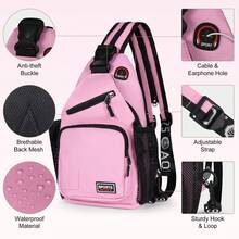 Breast Bag Women's New Waterproof Large Capacity Backpack Multi-Functional Casual Oxford Cloth Crossbody Bag Crossbody Bags For Women Sling Chest Bag Female Mini Travel Sport Shoulder Pack Messenger Bags With Earphone Hole - 粉色 - 查看 2