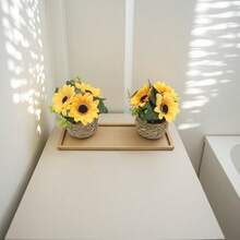 1 Stück/2 Stück/3 Stück künstliche Sonnenblumen Pflanzen Dekor Korb - Kunststoff Tisch Fake Sonnenblumen Grünpflanzen, geeignet für Heim-Dekoration, Blumen-Akzente für alle Jahreszeiten in verschiedenen Räumen, geeignet für Veranstaltungen, Ostern, Muttertag, Abschluss, Juni, 5. Mai, inklusive Behälter - Verschiedenfarbig - Übersicht 4