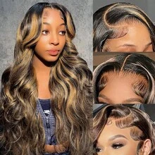 34 Inch Glueless Wigs Human Hair Pre Plucked 1B/27 13x4/13*6 HD Lace Front Wigs Human Hair Glueless 200% Density Body Wave Lace Front Wigs Human Hair With Baby Hair - S1B/27 - 查看 4