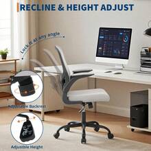 Silla de oficina, Silla de escritorio ergonómica, Soporte lumbar ajustable, Apoyabrazos, Silla de escritorio de computadora de malla, Silla de juego ejecutivo giratoria para el hogar y la oficina - Gris - Ver 4