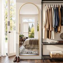 Suidia Full Length Mirror, 58"X18" Floor Mirror, Arched Floor Standing Freestanding Arch Full Body Mirrors With Stand For Bedroom, Hanging Mounted For Living Room Cloakroom - 金色 - 查看 2