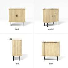 Natural Fluted Buffet Sideboard Cabinet With Curvy Edge For Living Room - Tự nhiên - Xem 3