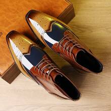 Men's Light Luxury Plus Size Lace Up Splicing Shoe Upper, Easy To Put On And Take Off, Breathable And Non Slip, A Must-Have For Office Life, Versatile Casual Shoes, Party Formal Boots - 棕色 - 查看 2