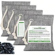 4 Pack Nature Fresh Charcoal Bags Total 800g Odor Absorber Bamboo Charcoal Air Purifying Bags Nature Fresh Charcoal Bag Air Freshener Odors Moisture Absorber For Home Car Pets Room Closet, Dog, Cat, Cat Toys, Winter - 如圖 - 查看 1