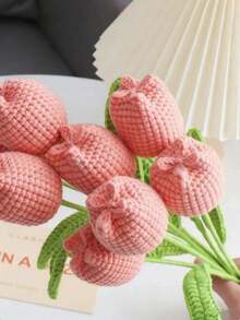 手工钩织郁金香花束，非常适合DIY项目，逼真的人造花礼物，适合母亲节、教师节、生日、毕业典礼和情人节。 - 彩色 - 查看 3