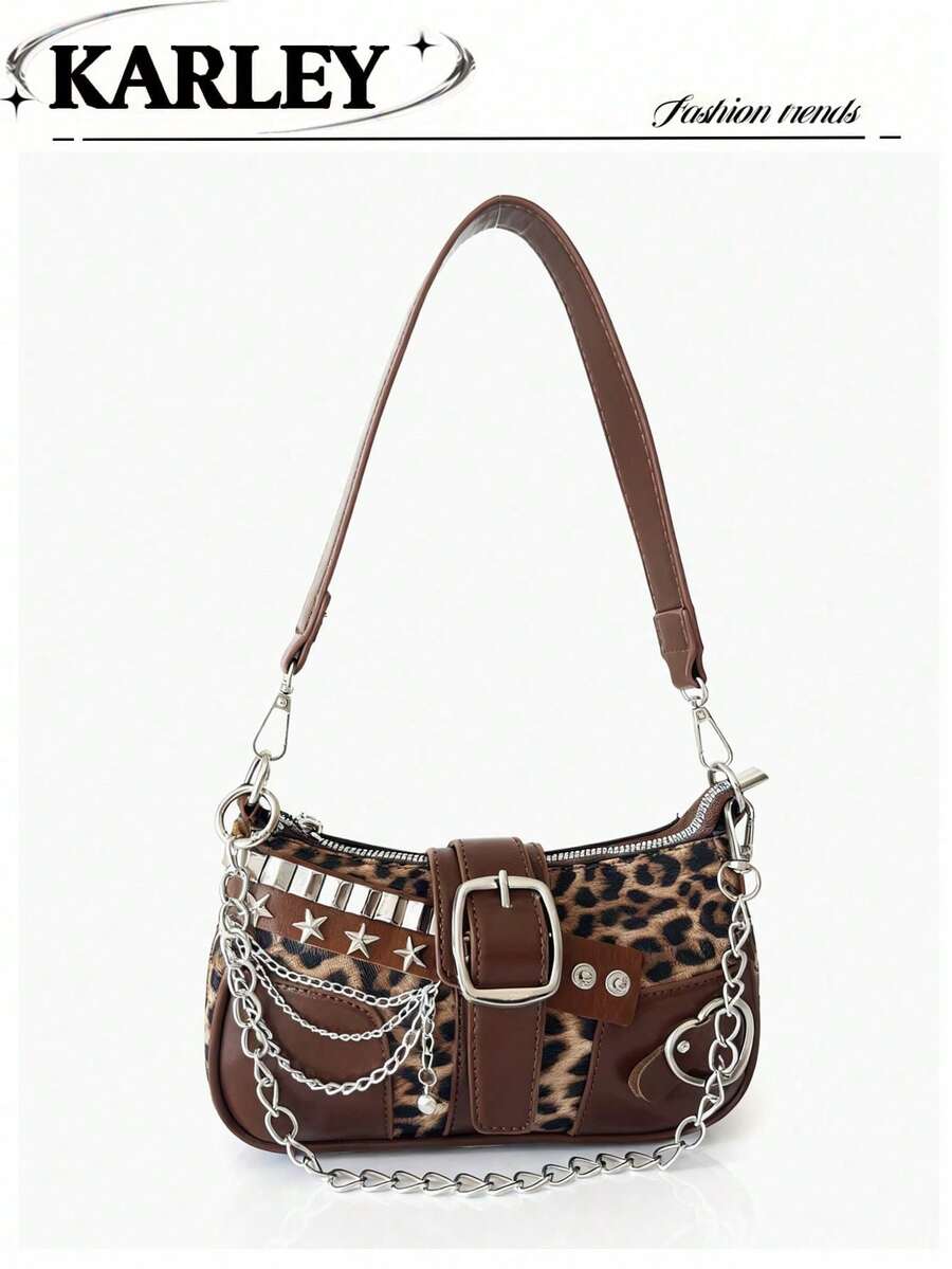 Versatile Crescent Moon Bag, Y2K Millennium Chain Shoulder Bag, Underarm Bag, Handheld Shoulder Crossbody Bag, Chain Mini Bag, Multiple Interchangeable Straps