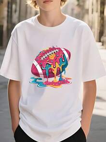 Camiseta gráfica de bola de helado para niños - diseño animado de dibujos animados para actividades al aire  ropa casual - regalo ideal para niños, decoración de fiesta de helado ,Camisetas para niños y niñas,Divertido exquisito diseño estampado top para niños y niñas, cómodo, ligero, transpirable, transpirable, adecuado para actividades al aire libre - regalo perfecto,Streetwear de moda, camiseta de manga corta de cuello redondo de 170g, apta para niños y adolescentes de 4 a 16 años. Camiseta de algodón 100% puro de alta calidad, lavable a máquina - Blanco - Ver 9