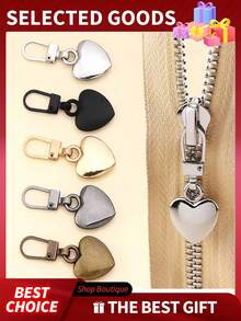 5个心形多用途金属可拆卸拉链头替换维修套装，适用于行李箱、手提包、背包、夹克等。 - 彩色 - 查看 2