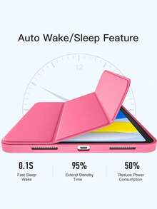 Watermelon Pink Protective Case With Pencil Slot, Tri-Fold Stand, Auto Wake/Sleep Function For IPad (A16) 11th Gen 11-Inch (2025) And IPad 10th Gen 10.9-Inch (2022)