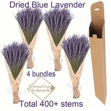 4 Bundles Dried Lavender With Newspaper-Wrapped, Fortunate Flowers Dried Lavender Bundle, 100+ Dried Lavender Stems Per Lavender Bunch, Dry Lavendar Dried Flowers By Lavender Plants Live, Lavanda Seca Natural Dried Lavender Flowers For Vase Filler, Decor - 紫色 - 查看 2