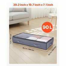 Under Bed Storage With Clear Lids, 39.2 X 19.7 X 7.1 Inch, 90L Large Underbed Clothes Storage Containers, Low Profile Under Bed Drawer Shoe Organizer Bins Box For Blanket Shoe Bedroom, 4 Pack - 39.2 x 19.7 x 7.1 Inch - 查看 3
