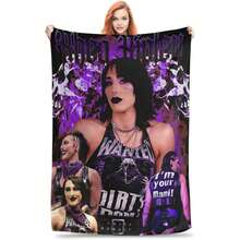 Rhea Ripley -Inspired Wrestling-Themed Plush Blanket - Purple & Black Signature Logo & Name Design, All-Season Soft Bedspread For S &, Machine Washable Gift For Fans, Travel & Use (Officially Like)-280gsm - Nhiều màu5 - Xem 9