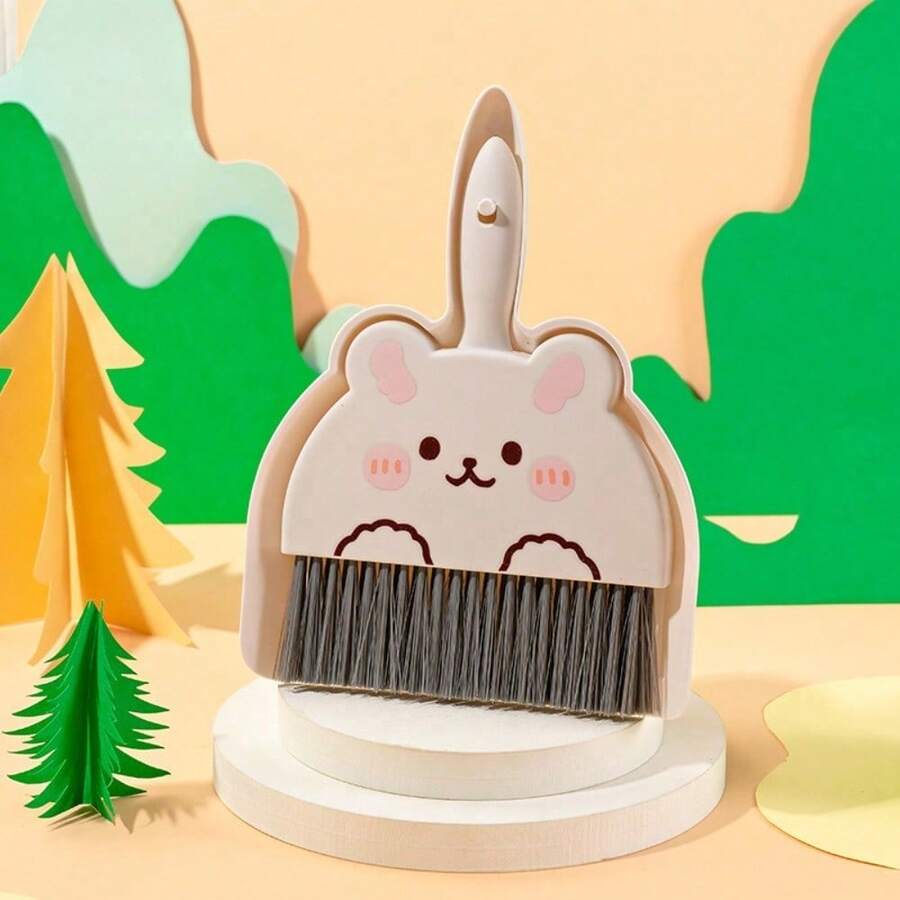 Small Broom, Dustpan Set, Household Desktop Cleaning, Desk Cleaning, Garbage Shovel, Pet Children's Mini Broom, Broom - White Rabbit (Set Sweep) - View 1