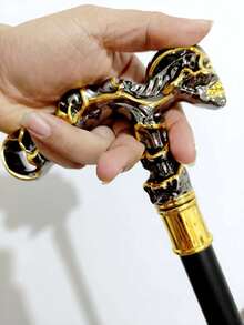 1pc Dual-Tone T-Shaped Skull High-End Walking Cane, Gothic Metal Material Fashion Civilized Stick, Detachable Casual Retro Cane, Suitable For Halloween, Cosplay, Performance, Elegant High-End British Gentleman Cane, Great For Daily Use Or As A Gift