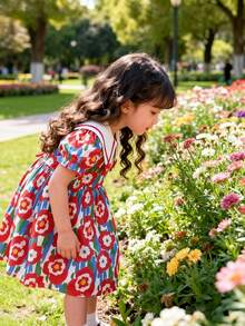 Đầm hè cho bé gái, đầm công chúa hoa dễ thương cho bé gái, trang phục hè mới cho trẻ em. - Đỏ - Xem 9
