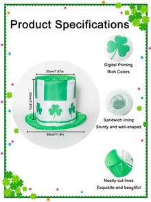 1pc Green Four-Leaf Clover Hat, Magic Hat, Cute Gothic Style, 2000s Vibe, Suitable For St. Patrick's Day Gift, Birthday Gift, Carnival Party Supplies, Valentine's Day, Mother's Day, Easter - Multicolor - View 2