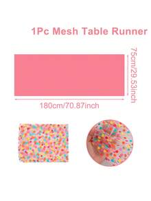 1件彩色波点网纱桌旗，75*180厘米纱布桌布，桌布，生日派对装饰，婚礼装饰，婚礼用品，新娘送礼会回礼，婴儿派对装饰，家居装饰，厨房用品，餐桌中心装饰，节日派对用品，桌面装饰 - 彩色圓點 - 查看 5