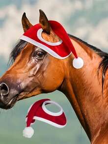1pc Soft Pet Christmas Hat With Horse Design, Holiday Supplies - 1 Horse Christmas Hat - View 2