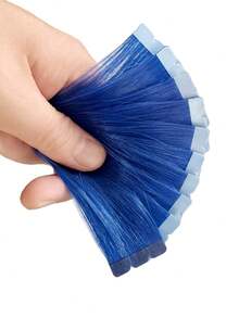 12-24英寸迷你胶带式真人发接发，直发，10片装，机器接发，Remy真人发，隐形胶带接发 - SBlue - 查看 12