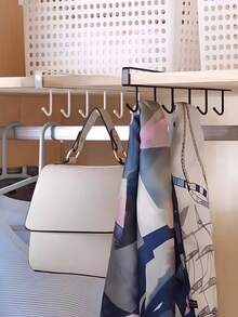 1个/白色/黑色 6钩收纳架，无需钻孔，多功能收纳挂钩条，衣柜挂钩，免钻孔厨房挂钩，粘性挂钩架，轨道式厨房用具架，厨房锅具挂架 - 彩色 - 查看 12