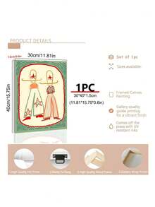 1pc Cowboys Illustration Print, Southwestern Western Decor, Abstract Botanical Wall Art,Mid Century Modern Floral Print Retro Minimalist Burnt Orange Teal Canvas Painting, Festival Gifts,Bedroom Decor, Living Room Decor, Office Decor, Kitchen Decor, Wall Arts, Wall Decor, Home Decor, Room Decor, Canvas Wall Art, Posters, Wall Art With Frame, Optional Frame - Multicolor - View 8