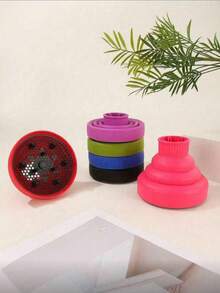 1pc Foldable Hair Dryer Diffuser, Portable Silicone Diffuser Curler, Ideal Hair Styling Tool For Travel, Salon And Home Use, Valentine's Day Gift - Multicolor - View 5