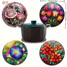 1 Set (4pcs) 2D Flat Wooden Heat Insulation Coasters, Home Kitchen Dining Mat, Pot Holder, Tea Cup Pad, Anti-Scald Table Mat
