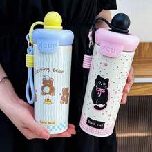 Stainless Steel Thermal Mug With Straw, Handle, And Vacuum Insulation. - màu đen - Xem 7