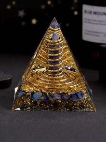 CUPIDCRYSTAL 1pc Orgone Lapis Lazuli Crystal Chakra Orgonite Pyramid, Suitable For Gifts, Office And Home Decor, Creative Gifts - A - View 4