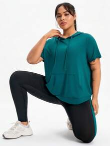 Bộ đồ thể thao mùa hè dành cho nữ cỡ lớn, gồm áo hoodie và quần dài. - Màu xanh ngọc - Xem 7