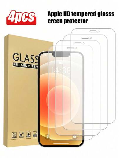 4 piezas de protector de pantalla de vidrio templado de alta definición, anti-arañazos, resistente al agua, a prueba de roturas, tacto suave, adhesivo avanzado, fácil instalación, compatible con iPhone 17 Pro Max/17 Pro/17 Air/17/16 Pro Max/16 Pro/16 Plus/16/15 Pro Max/15 Pro/15 Plus/15/14/13/12 y otros modelos.