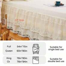 Double Lace Bed Skirt For California-FKing Bed - 17in. Drop, Easy Fit Ruffle Bedskirt Wrap Around Bed Skirt, Anti Wrinkle & Fade Resistant,Ck-FKing(78inchX84inch),Pink - 粉紅色的 - 查看 3