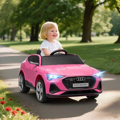  HOMCOM Audi E-Tron Licensed 12V Kids Electric Ride On, Electric Car For Kids, With Parental Remote, Music Lights MP3, Suspension Wheels, For 3-5 Years, Pink