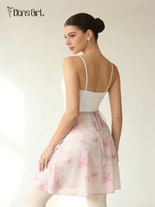 DonsGirl 1pc Floral Print Ballet Tutu Dress, Ribbon Tie Design, Suitable For Ballet/Modern/Classical Dance Practice And Performance, Great Gift For Girlfriend - Baby Pink - View 4