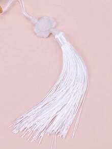 1pc Vintage French Lace Tassel Folding Hand Fan, Fashionable & Portable, Suitable For Summer Dance - Multicolor - View 12