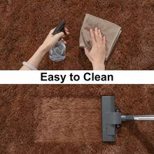 Alfombra larga y suave para dormitorio, sala de estar, alfombra esponjosa y peluda de color marrón junto a la cama, alfombra de pelo largo y mullida, alfombra de pelo que no se desprende para la habitación de las niñas, decoración del hogar - Café integral - Ver 7