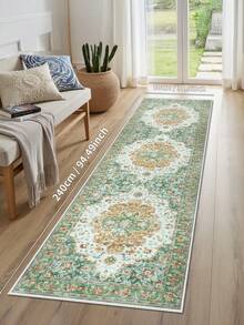 1PC Pastel Green Rugs,Bohemian Style, Crystal Velvet Jelly Base Runner Rug,800gsm, Non-Slip Backing, Area Rug, Mat For Living Room, Carpet For Bedroom, Machine Washable Low-Pile, Kitchen Hallway Dining Office, All-Season - Pastel Green - View 20