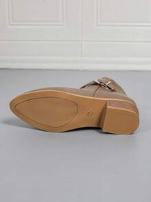 女士休闲搭扣侧拉链厚底踝靴 - 卡其色 - 查看 2