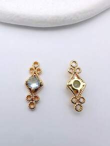 5/10pcs Fashionable Gold-Plated Copper Zirconia Stone Lace Rhombus Double Pendant DIY Jewelry Making And Decorative Accessories, Suitable For Earrings, Hair Clips, Necklaces, Gifts For Friends, Family, Teachers, Lovers, Men And Women, Birthdays, Family Gatherings, Perfect Gifts, Party Favors - Multicolor - View 14