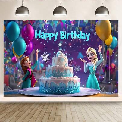 Official Licensed Princess Birthday Party Cake Table Decor Backdrop Banner, Perfect Birthday Party Room Wall Decor Background, Photo Studio Prop