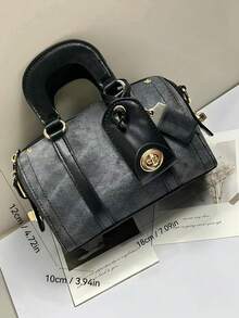 Retro High-End Boston Handbag, Shoulder Bag, Pillow Bag - màu đen - Xem 4