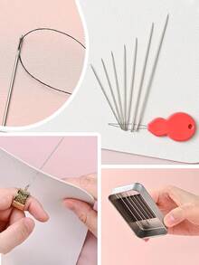 40pcs Assorted Sewing Needles, 7 Sizes Sharp Needles Suitable For Hand Sewing, Leather, Embroidery, Stainless Steel Yarn Knitting (With Threader), Quilting Needles (For Crafts, Mending, Quilting) - Multicolor - View 5