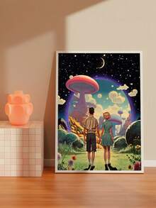 1幅奇幻艺术世界艺术帆布画，适用于卧室、客厅、走廊、办公室、厨房等场所，可作墙面装饰、冬季装饰、房间装饰、墙面艺术、家居装饰、帆布墙画、海报、带框墙画，可选画框 - 彩色 - 查看 4
